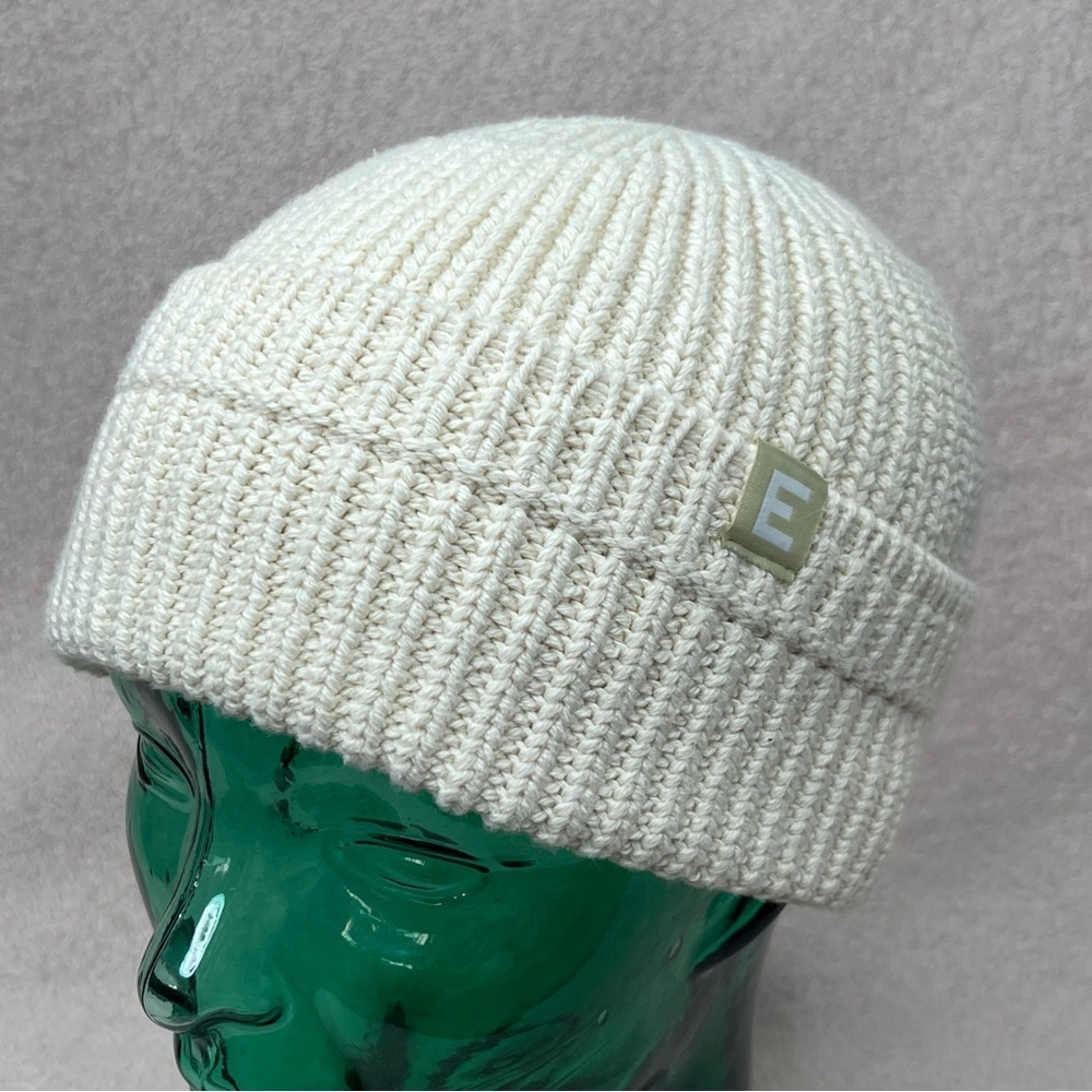 Everlane Cotton Chunky Knit Beanie Women Winter Hat Organic Cream/Ivory/White